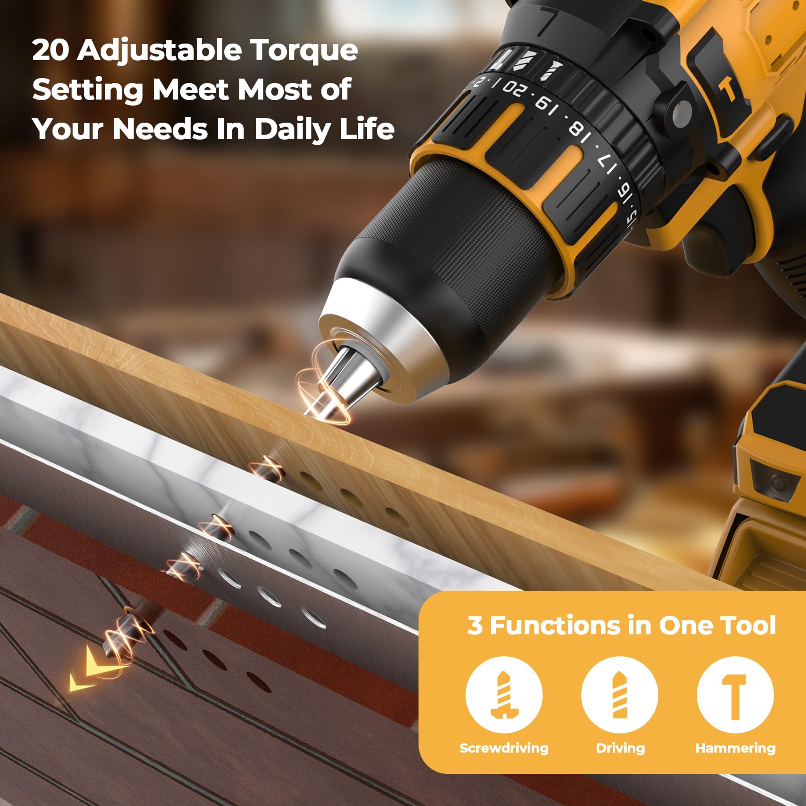 Dewalt Impact Driver Hammer Drill Compatible With Dewalt 20V Max