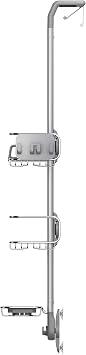 simplehuman BT1101 Over Door Shower Caddy, Hanging Bathroom Shelf Storage Organiser, Suction Cups, No Drilling, Rustproof, Adjustable Shelves, Moveable Divider, Easy Bottle Dispensing, Storage Hooks
