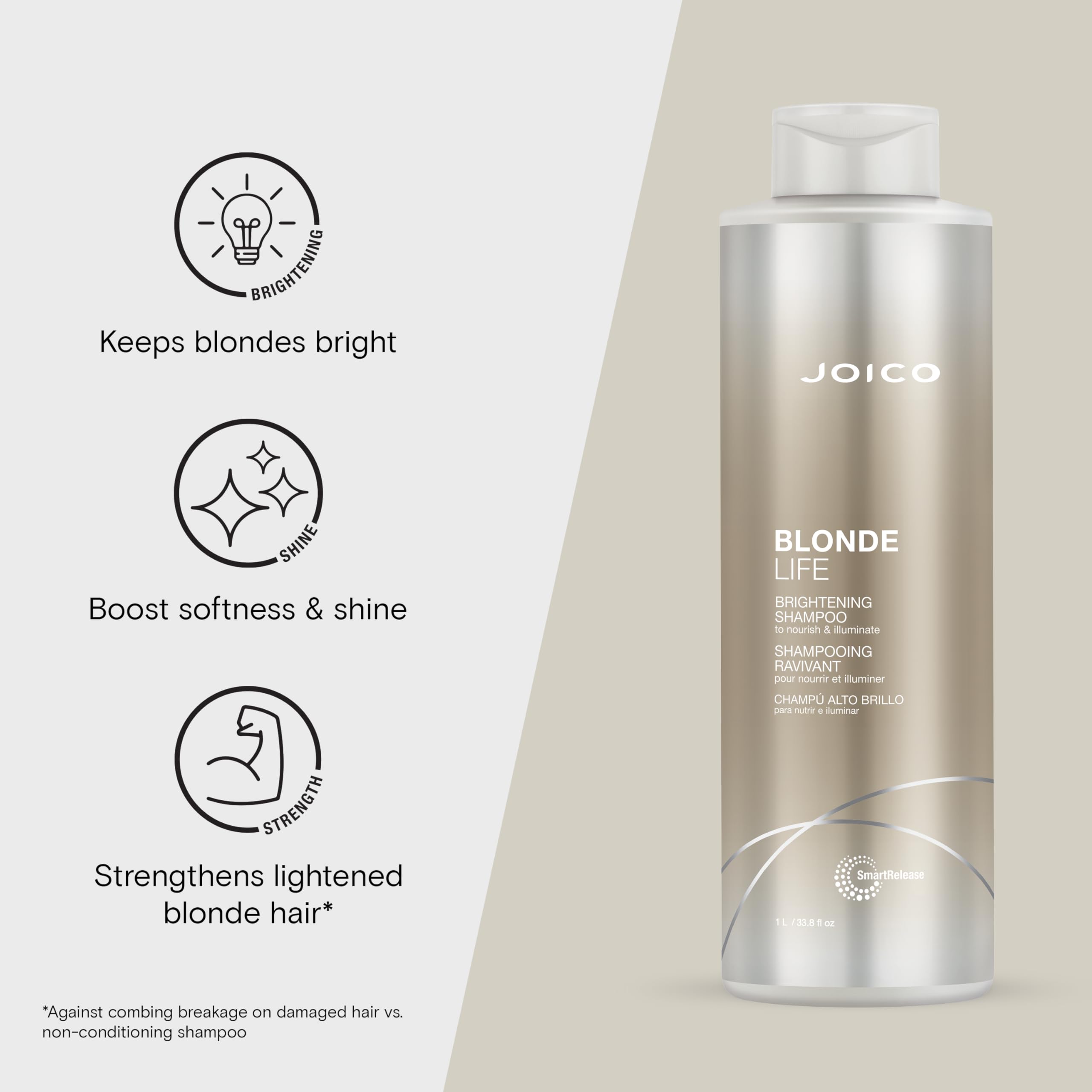 Joico Blonde Life Brightening Shampoo | For Blonde Hair | Add Softness & Smoothness | Sulfate Free | With Monoi & Tamanu Oil