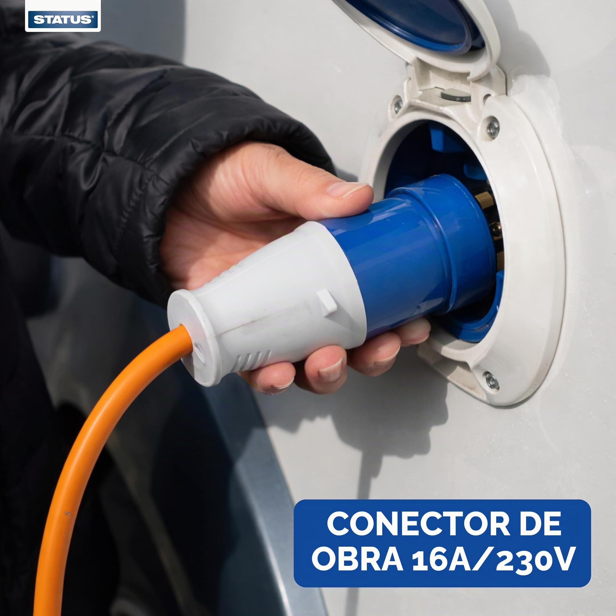 Status Cable de extensión resistente de 25 m, núcleo de 2,5 mm, 16 A/230 V, IP44 resistente a la intemperie, ideal para camping, caravanas, autocaravanas y sitios de construcción (25M16A2.51PK4)