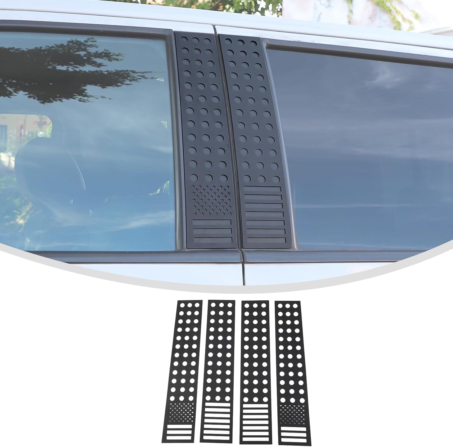 Linskip Aluminum Door Pillar Post Set Compatible with 2009-2014 Ford F150 & F150 Raptor SVT, Door Window B-Pillar Covers for F150 Exterior Accessories(Flag)