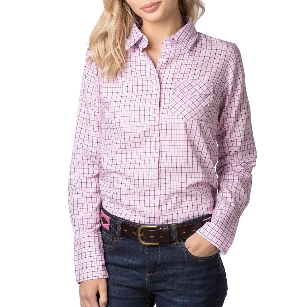 Rydale Women's Ellie Ii Pink Hannah Ii Country Check Shirt Checked Pattern Shirt Soft Cotton Blouse Top