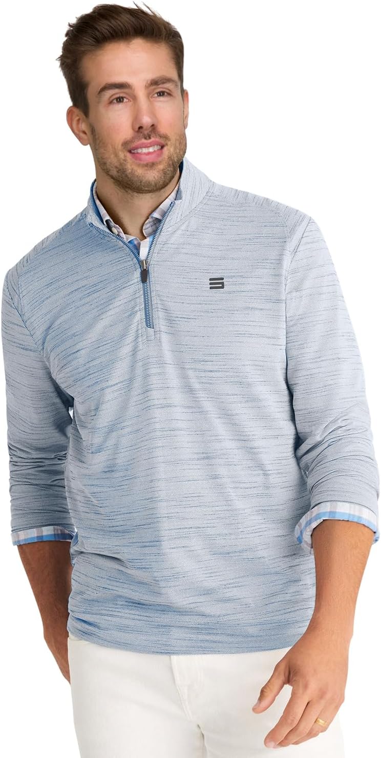 Three Sixty Six Men's Quarter Zip Pullover - 1/4 Zip Heathered Sweater - Golf Pullover