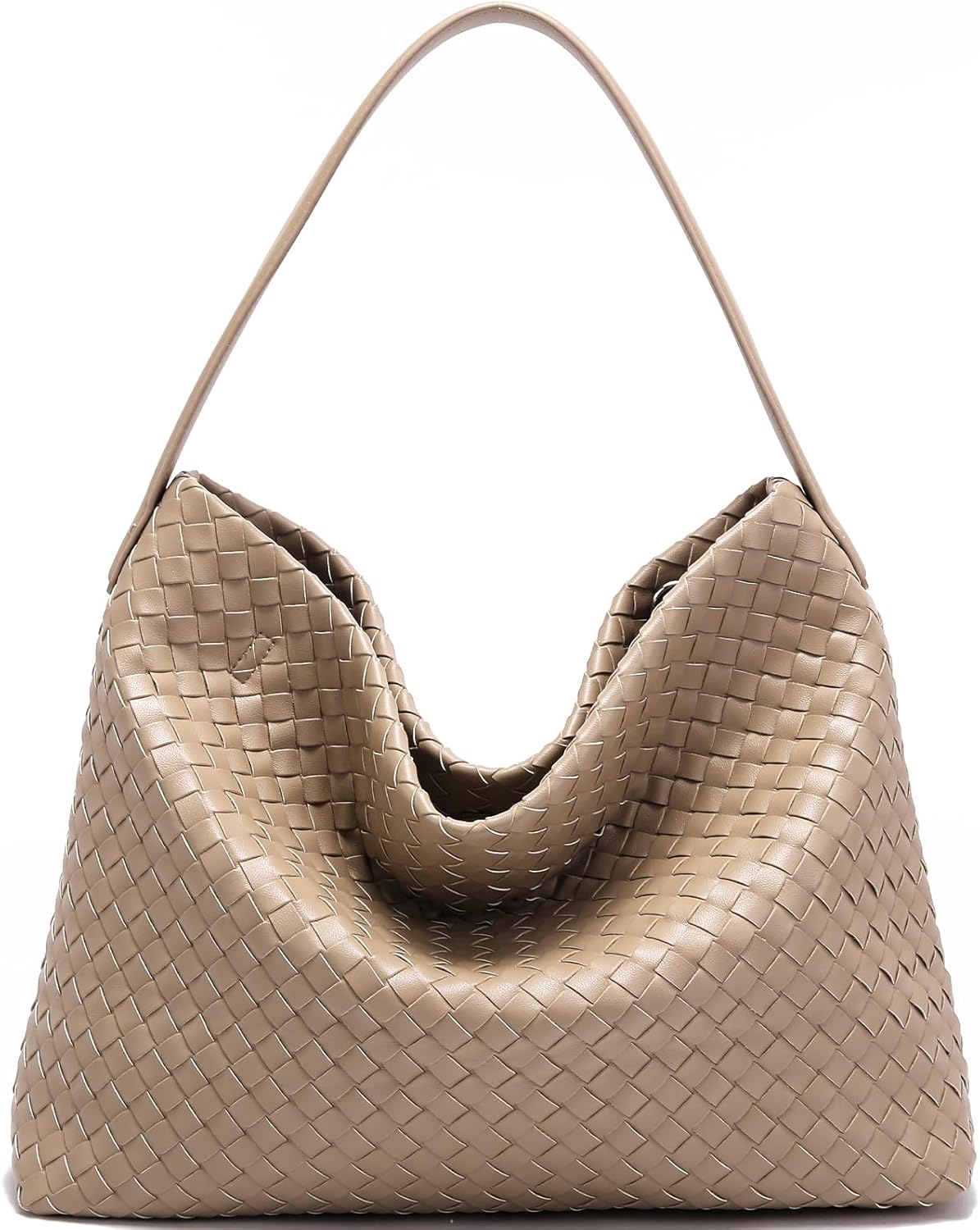Suede Woven Tote Bag for Women: Handwoven Vegan Leather Purse & Pockets for Style & Travel - Adjustable Strap fits 11" iPad