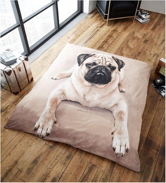Gaveno Cavalia Gaveno Cavailia Super Soft Faux Fur Fleece Blanket 3D Animal Print Throw Pug Dog 150x200 cm, Polyester, Brown, Double