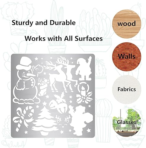 Miniatura 6 de GORGECRAFT 6.3 x 6.3 Christmas Metal Stencils Santa Claus Stainless Steel Cutting Dies Stencil Reusable Snowman Elk Christmas Tree Bells Christmas