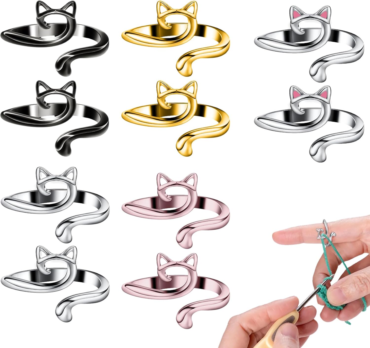 10 Pcs Crochet Tension Rings, Adjustable Finger Yarn Guide