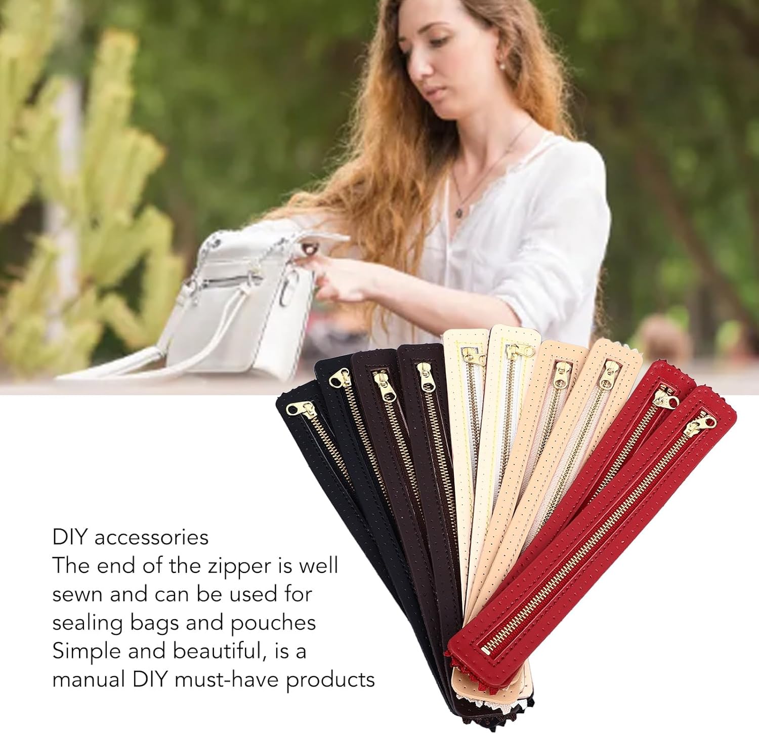 CHHELIHL レザージッパー バッグ 衣類 ホームテキスタイル用 本物の牛革素材 金属製ジッパー 5色 DIYクラフトアクセサリ