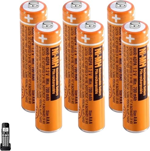 JAPUSOON 6 pilas AAA recargables HHR-4DPA, batería AAA NI-MH de 1.2 V 700 mAh para teléfonos inalámbricos Panasonic, controles remotos, electrónica