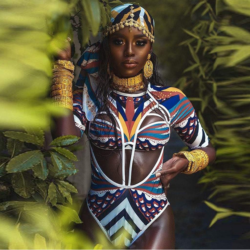WOCACHI 2020 Womens Summer Swimsuits, African Totem Dashiki Printed Ethnic Swimwear Push-Up Padded Novelty Beachwear : Clothing, Shoes & Jewelry