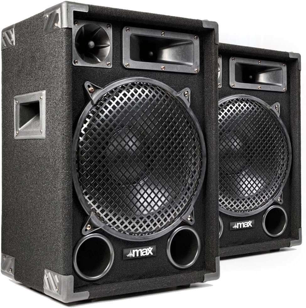 MAX SP12 12" Passive DJ Speakers Pair, 1400W PA Speakers for DJs and
