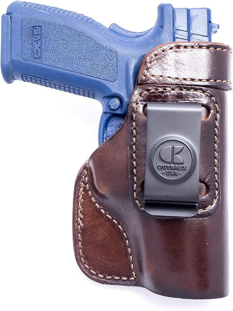 OUTBAGS USA LS8XD (Brown-Right) Full Grain Heavy Leather IWB Conceal Carry Gun Holster for Springfield Armory XD 4". Handcrafted in USA.