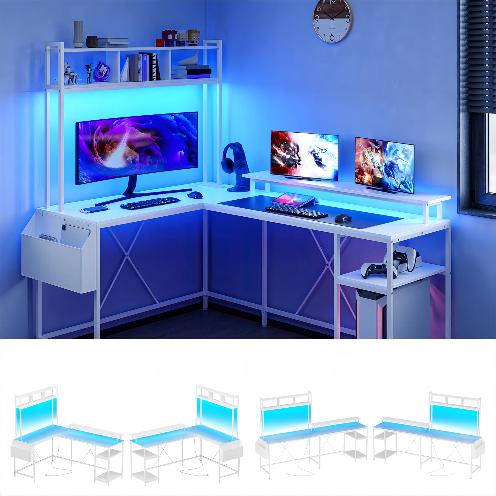 Amazon | (ジョジョカ) Jojoka パソコンゲーミングデスク L字型 LED