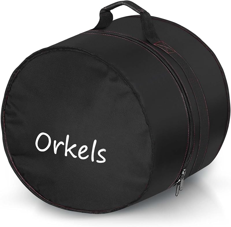 ORKELS Floor Tom Drum Bag, Padded Drum Case with 10mm Cushion, 600D Oxford Floor Tom Carrying Case with Reinforced Webbing for Storage & Transport, For-16''x16''/16''x14''-Tom Drum