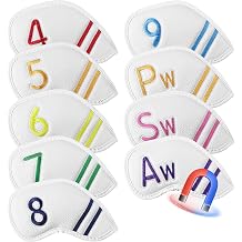 FINGER TEN Magnetic Golf Club Head Covers 9 Pack for Iron & Wedge