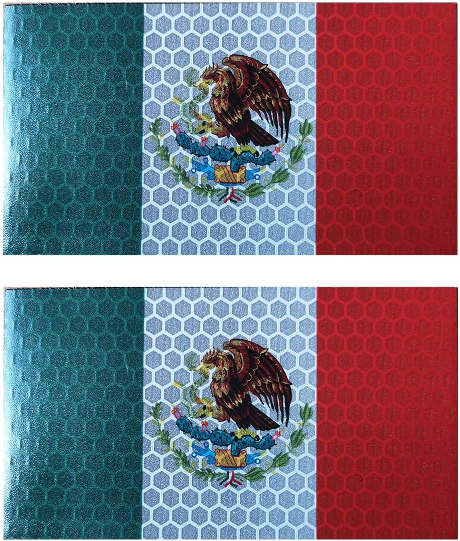 2PCS Mexican Flag Patches IR Infrared Reflective Patches Laser Cut Patch Tactical Morale Patch Hook and Loop(Colored)