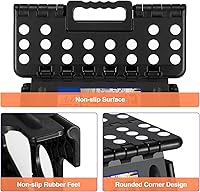 Vista 8 de ACKO Taburete plegable de 17.5 pulgadas, 400 libras, capacidad de peso, taburetes plegables de plástico para adultos y niños, taburete plegable