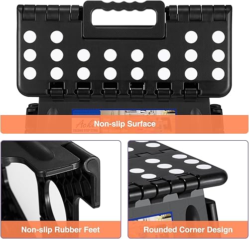 Miniatura 8 de ACKO Taburete plegable de 17.5 pulgadas, 400 libras, capacidad de peso, taburetes plegables de plástico para adultos y niños, taburete plegable