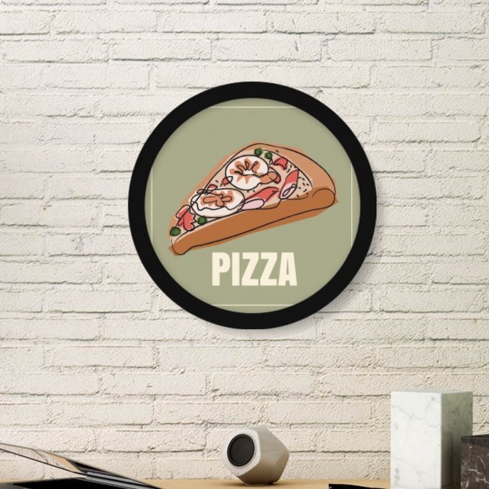Cadre photo rond bois noir peinture pizza Italie décoration murale maison DIYthinker