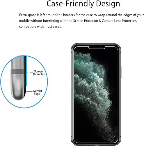 Miniatura 6 de Marco de fácil alineación diseñado para iPhone 11 Pro Max Protector de pantalla de vidrio templado 2-Pack Película protectora de lente de cámara