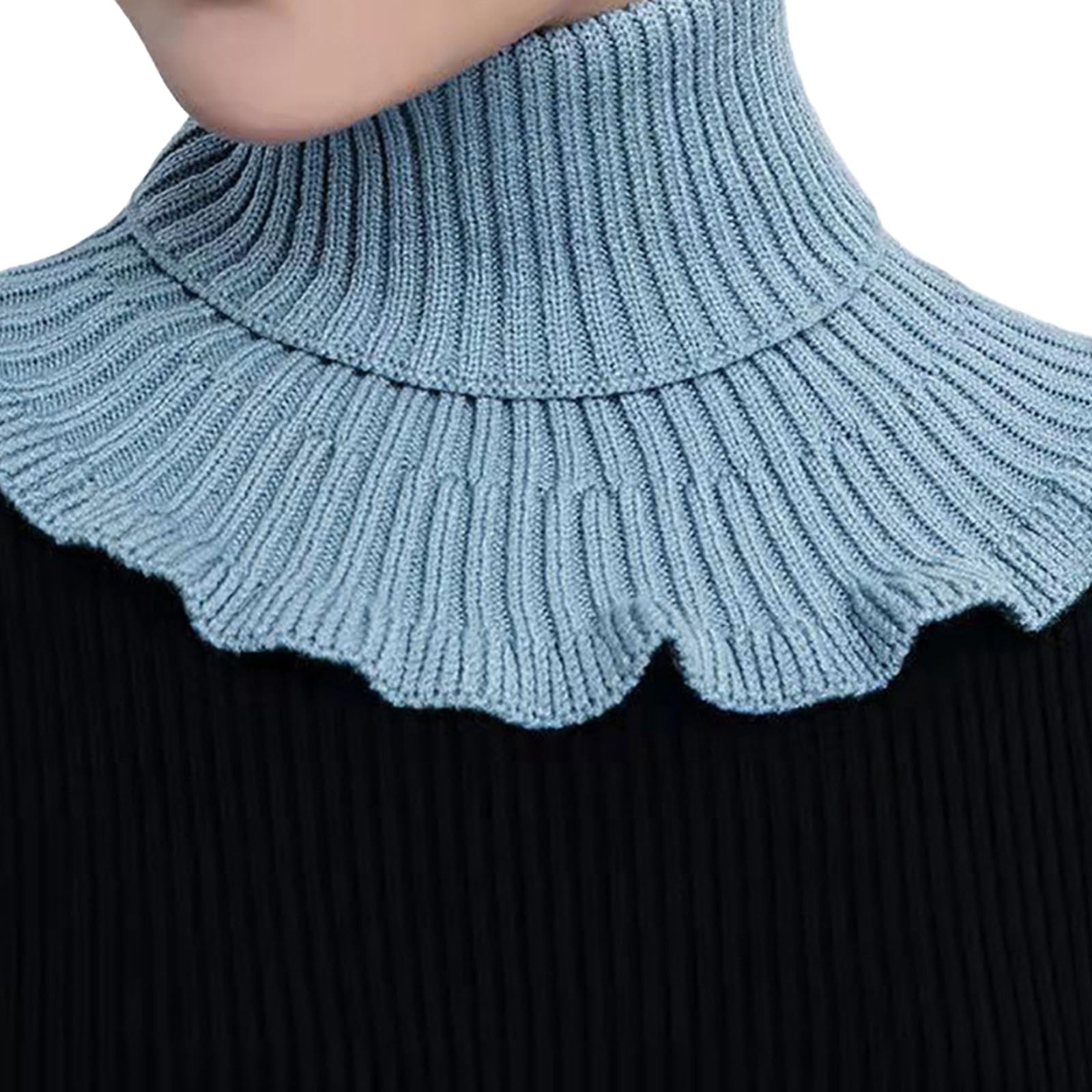 MICFENY Knit Shawl Collar Winter Warm Scarf For Women Neck Wrap Knitted Elastic False Collar Scarf Warm Winter Cycling