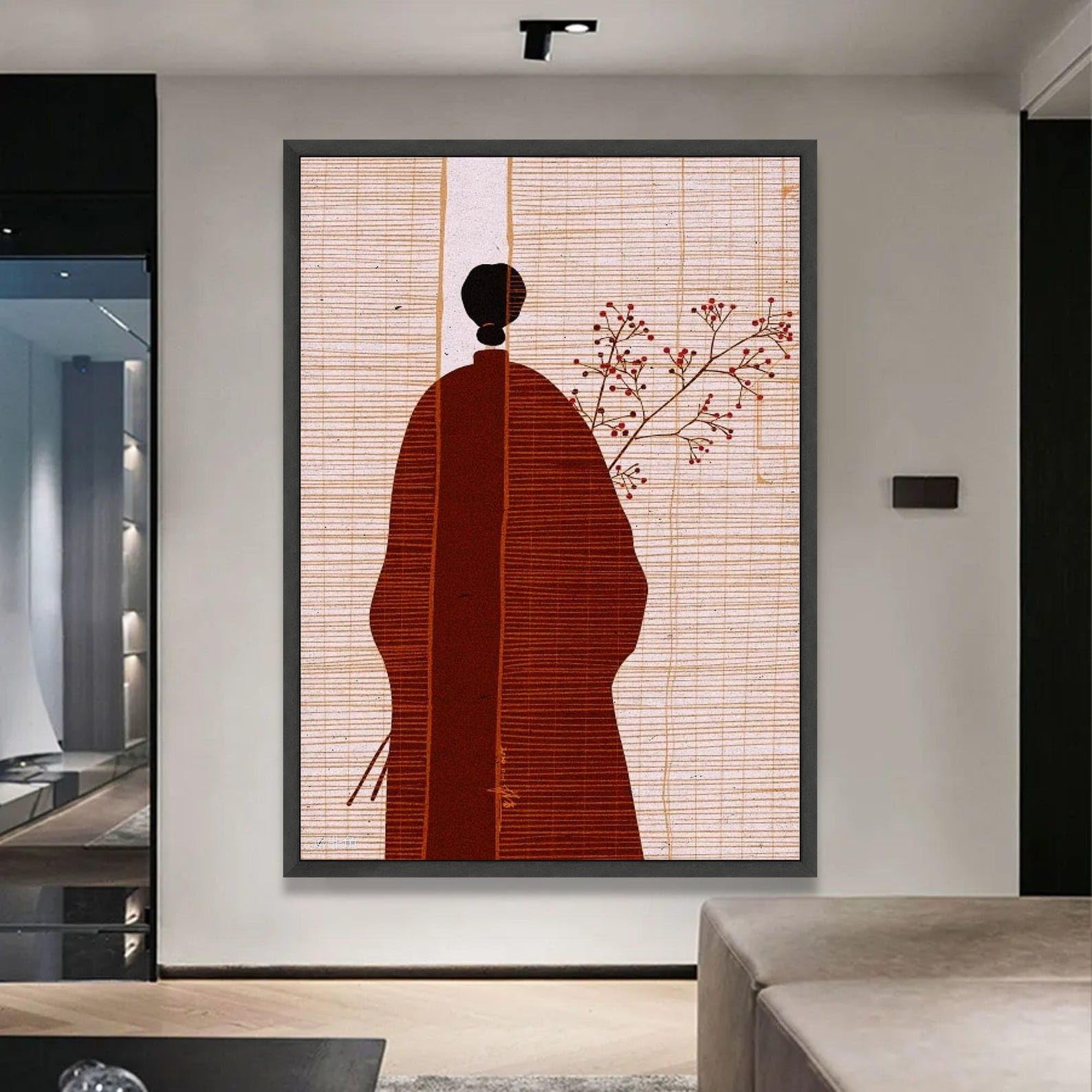 TONGYINLI Minimalist Woman Silhouette Canvas, Abstract Figure Art Prints, Modern Wall Decor, Botanical Design Painting(80x120cm/Frameless)