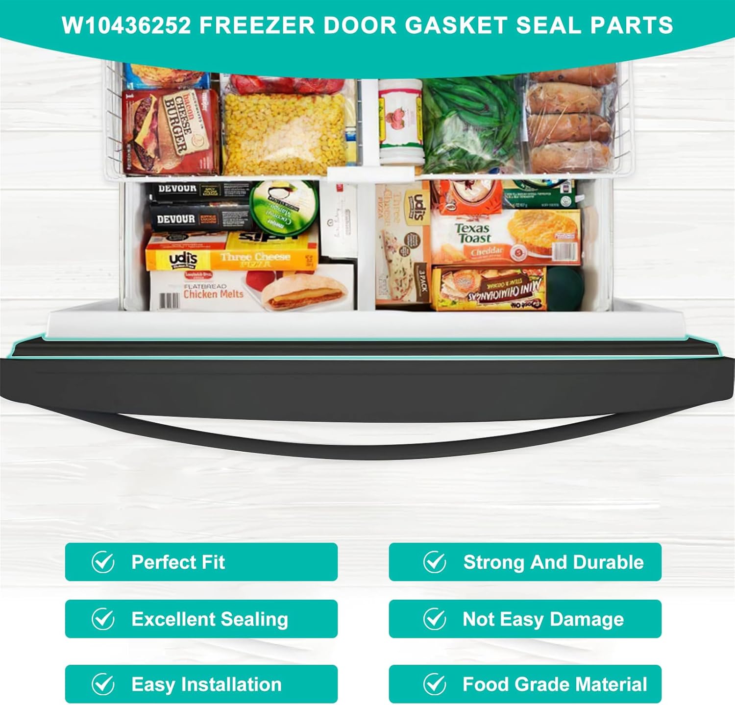 Upgraded W10436252 Freezer Door Gasket Replacement Compatible with Whirlpool Refrigerator, 34.26"x 22.84" Freezer Door Seal Fit for Ama-na, May-tag, Jenn-Air, Ken-more, Kit-chenAid Refrigerator