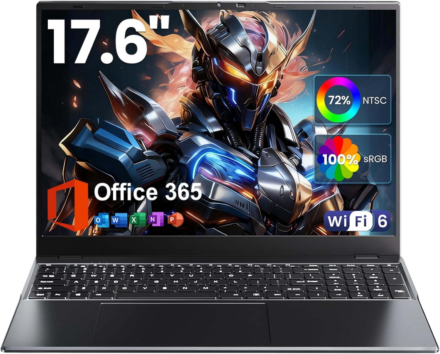 Laptop 17.6 inch, Laptop Computer with Office 365, 16GB DDR5 RAM, 640GB Storage, N95 CPU(Beat N5095), Backlit Keyboard, WiFi 6, Bluetooth 5.2, 1920×1200, 100% sRGB, for Students, Business