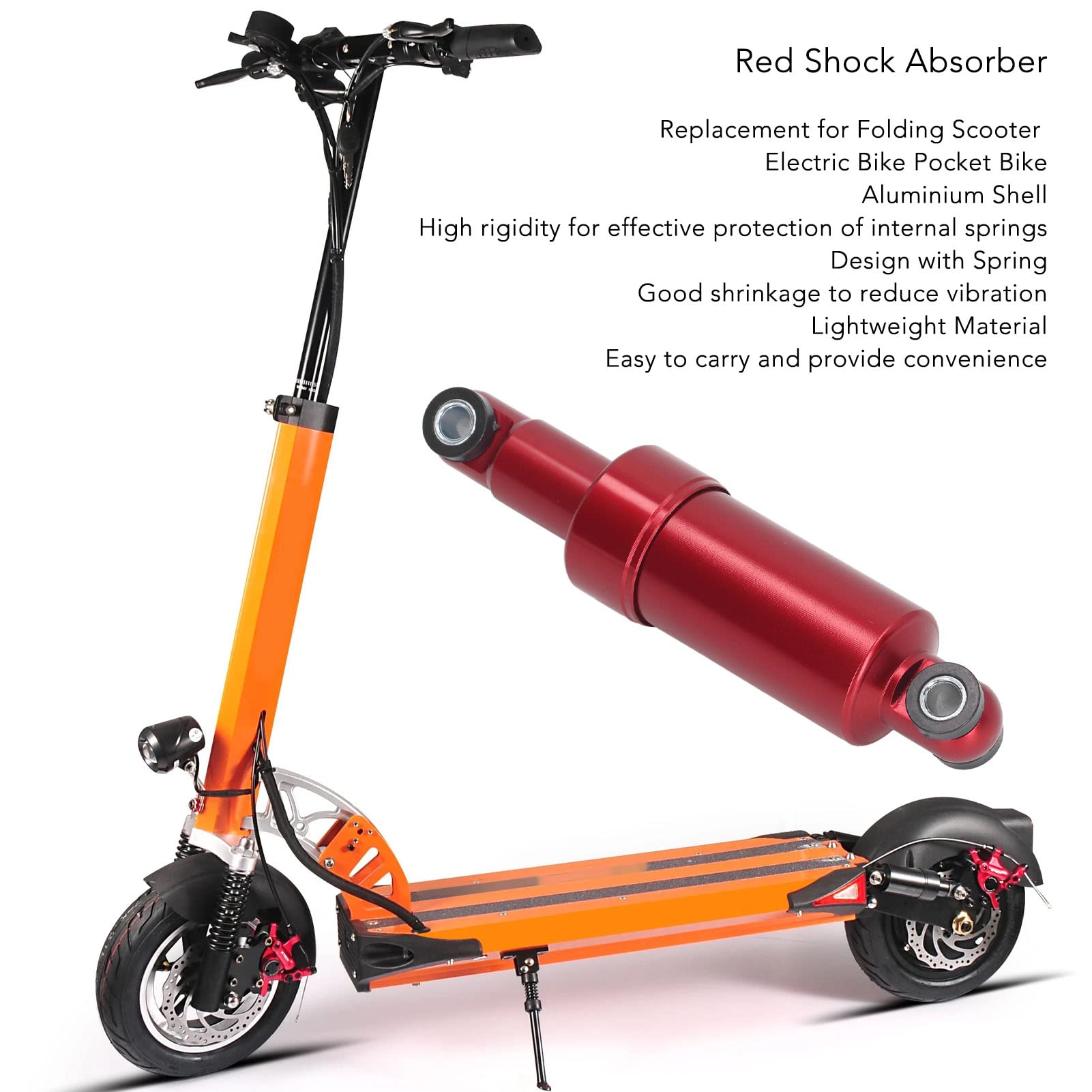 Amortyzator Roweru Elektrycznego, 150 Mm 5,9 Cala Amortyzator Tylny Red Shockers Stop Aluminium 750LBS Zamiennik do Składanego Skutera Rower Elektryczny Poket Bike