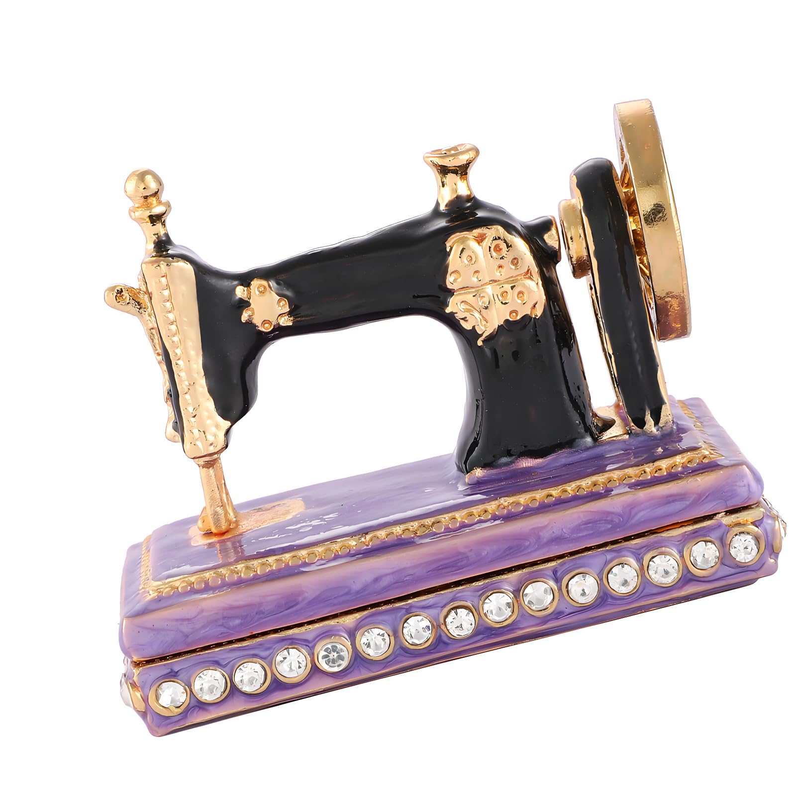 Retro Sewing Machine Jewelry Box Painted Metal Collectible Organizer for Small Jewelry Vanity Table Decor Display Sewing Machine Trinket Case Painted Metal Holder Vanity Dresser Organizer Small