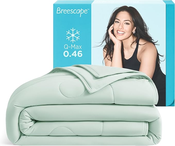 Breescape Cooling Comforter King Size - BlendTek Q-Max>0.46 Tech, Breathable Blanket for Hot Sleepers & Night Sweats Relief, Premium Lightweight Summer Bedding, 106x96 Inches, Mint Green