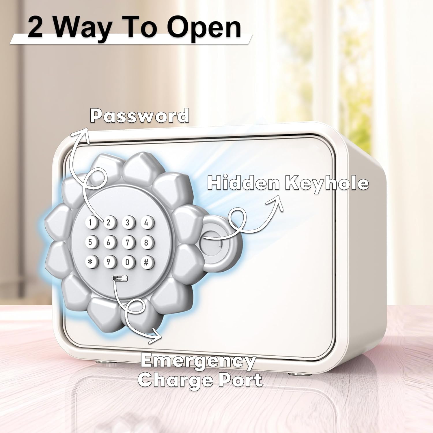 Mini Safe Box, Small Digital Security Safe Box with Keypad Lock, Small Safes for Kids with Auto Door/Coin & Bill Slot – for Cash, Jewelry & Valuables, Home/Office/Hotel Use, 6.5"D×9.3"W×7.1"H (White)