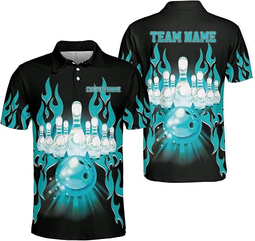 Miniatura 9 de Woseprints - Polo de boliche personalizado con nombre 3D para hombres y mujeres, camisas de bolos personalizadas para equipo, camisas de bolos unisex