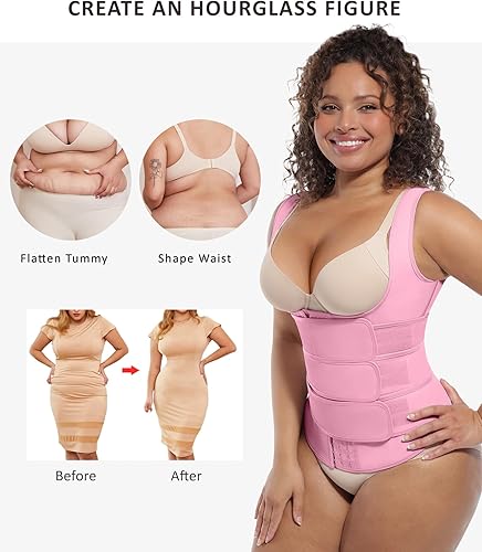 Vista 19 de FeelinGirl Entrenador de cintura para mujer, chaleco de entrenamiento de cintura de látex, corsé de cintura de talla grande, 3 cinturones, ganchos
