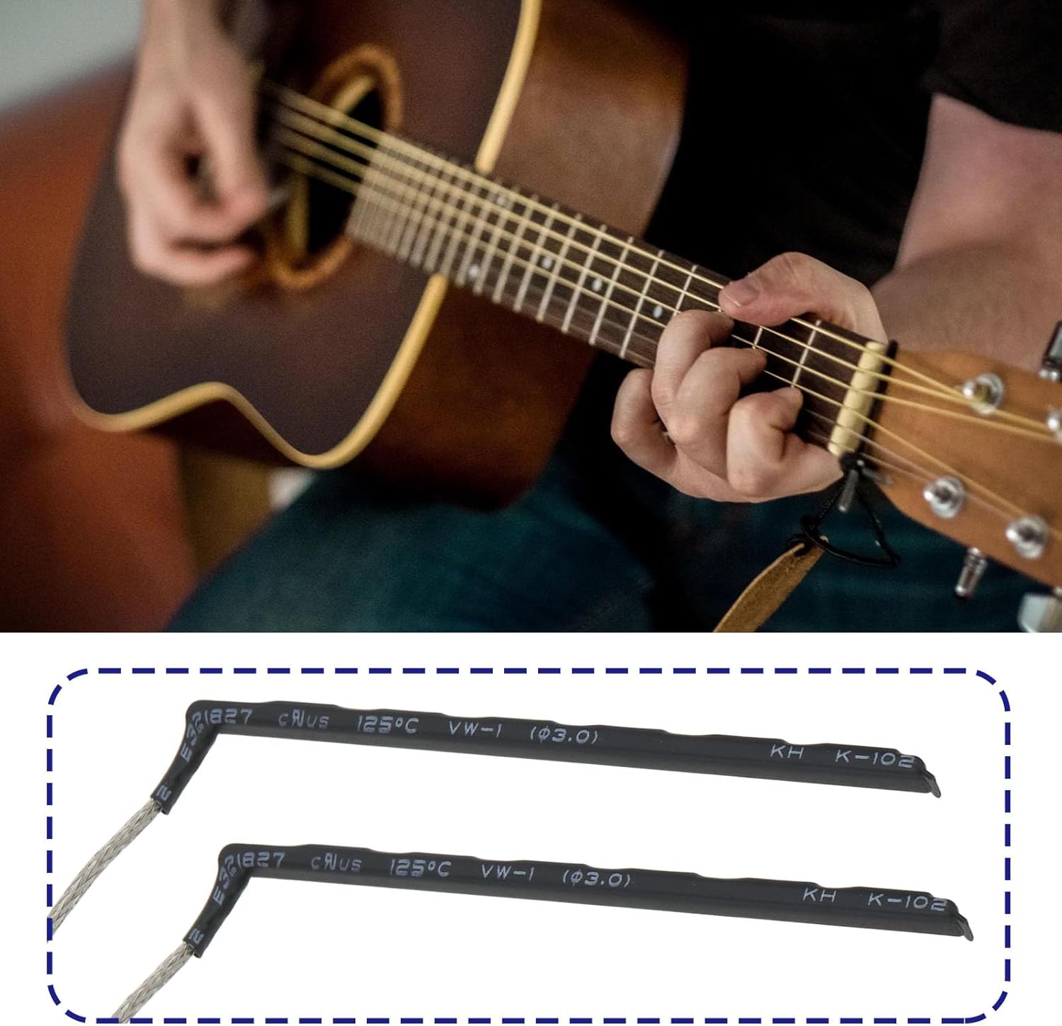 2Pcs High Sensitivity Under Saddle Piezo Pickup For 6-String And 12-String Acoustic Guitar Pickups