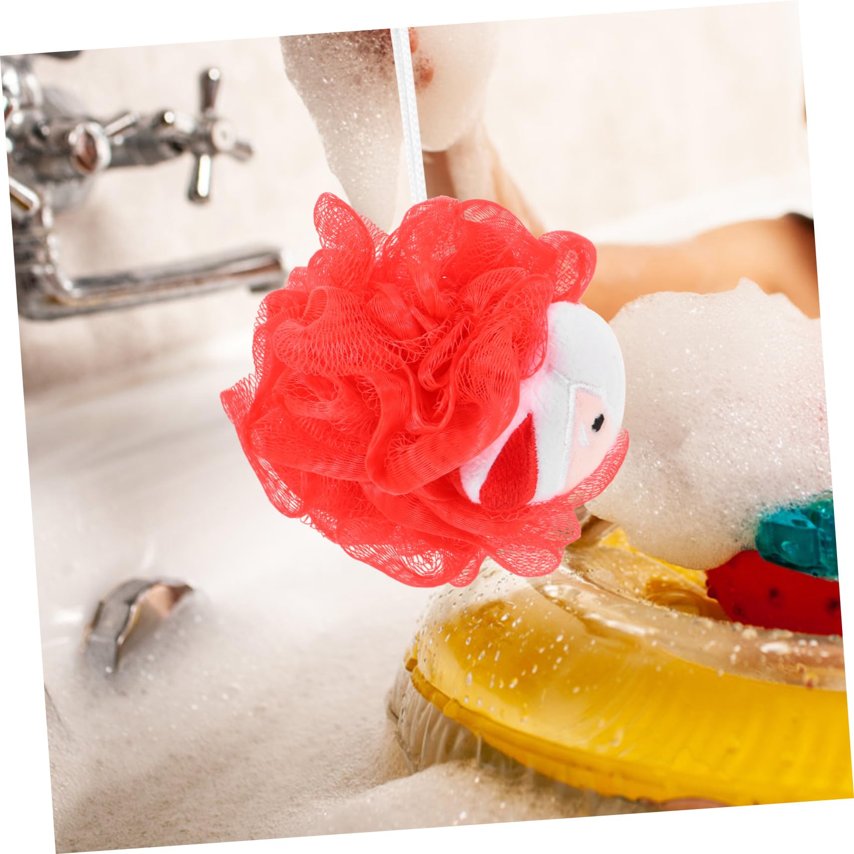 12 Pezzi Spugne Doccia Natalizie con Morbida Loofah Esfoliante per Bagno Palline Lavaggio PE Resistente e Schiuma Accessori Bagno Festivi