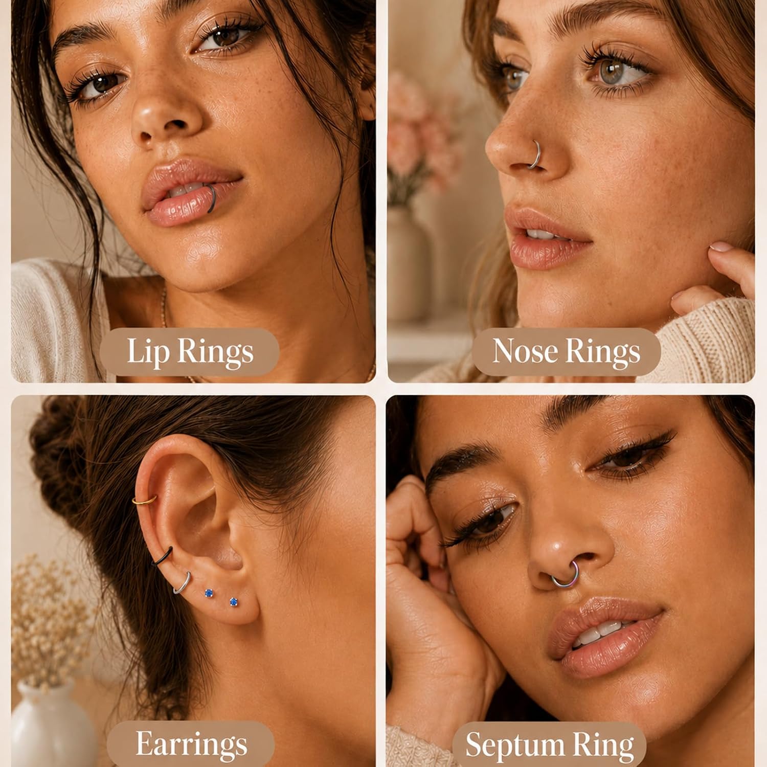 5PCS 20G Stainless Steel Nose Hoop Rings C-Shaped Hoop Nose Rings Piercing image 5