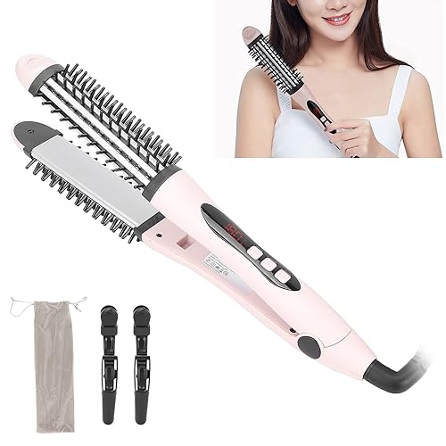 Miniatura 2 de 2 en 1 plancha de pelo, plancha plana caliente redondo cepillo alisador de pelo 100-240V