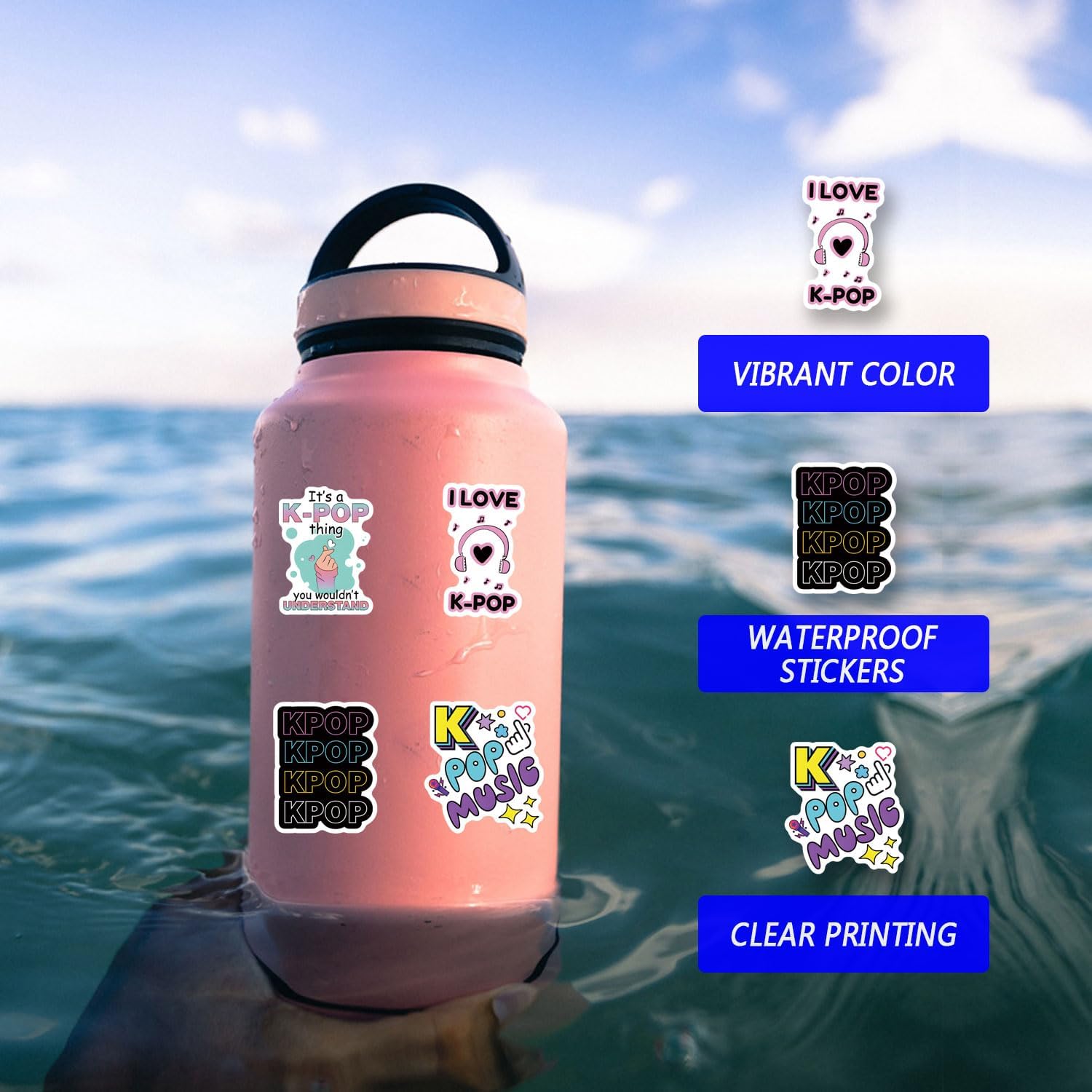 114pcs Kpop Stickers Pack, Aesthetic Cute Vinyl Waterproof Decals for Water Bottle,Laptop,Phone,Skateboard,Scrapbooking,Bumper for Birthday Party Supply Decor image 5