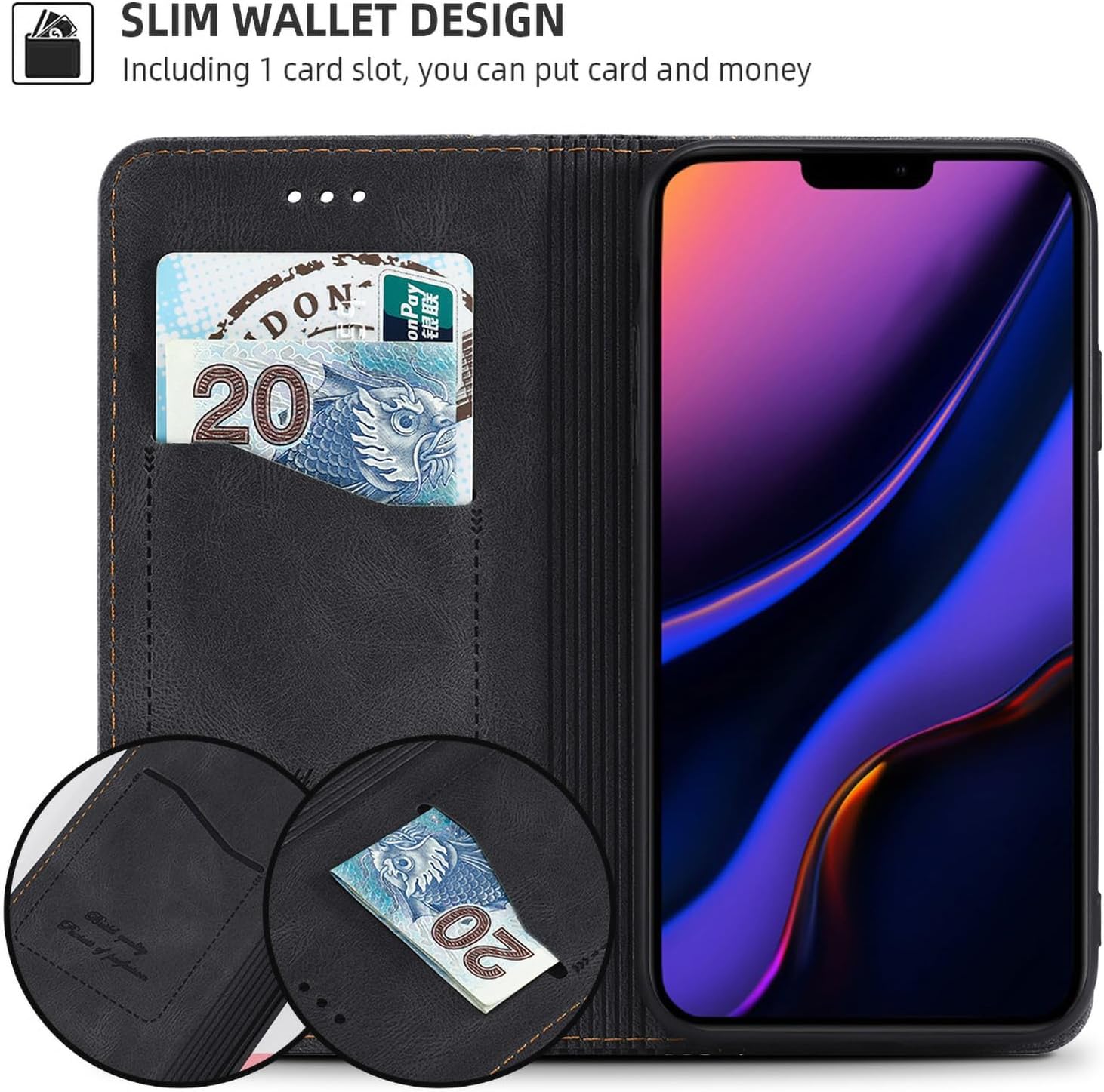 AKABEILA Case for VIVO S17 5G/VIVO S17 Pro 5G Premium PU Leather Flip Wallet Case with Magnetic Closure Kickstand Card Slots Folio Mobile Phone Case Cover Protective Case Black