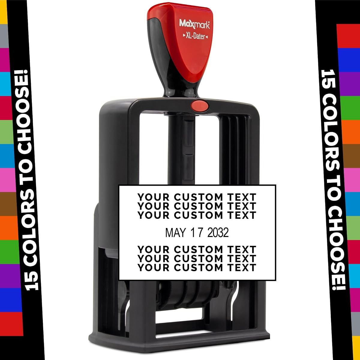 ZIGEL Self Inking Heavy Duty Style Customizable Office Date Stamp - Multiple Ink Color Options and Fonts