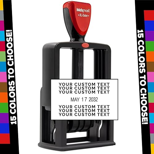 ZIGEL Sello de fecha de oficina personalizable de estilo resistente, con múltiples opciones de color de tinta y fuentes