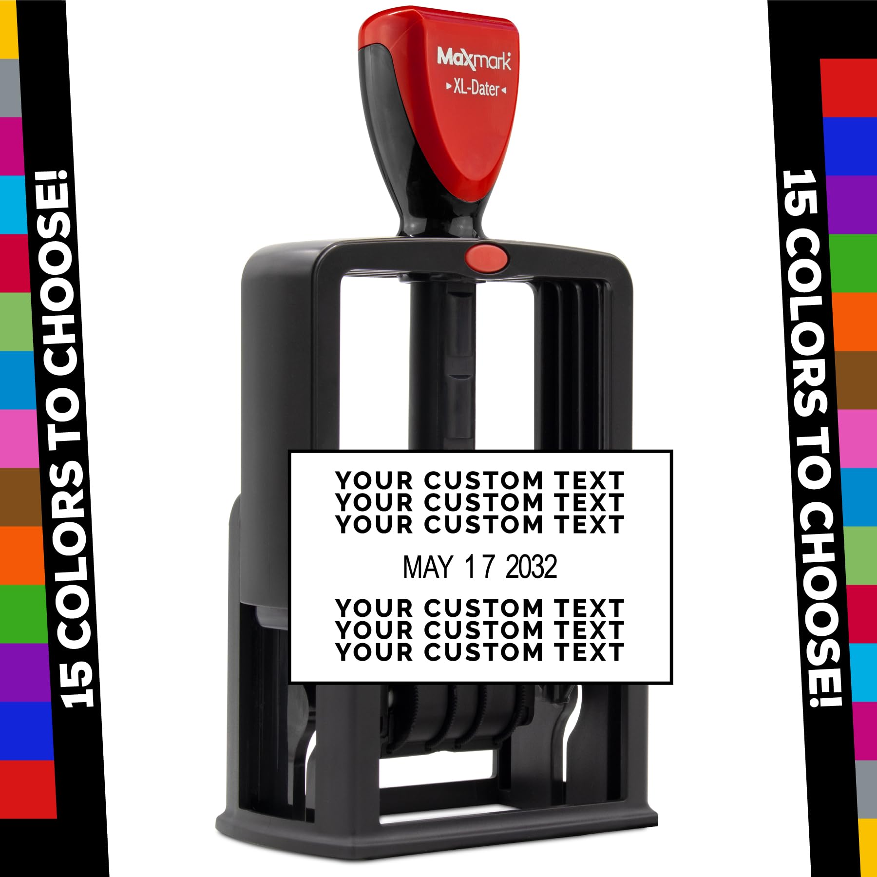 ZIGEL Self Inking Heavy Duty Style Customizable Office Date Stamp - Multiple Ink Color Options and Fonts