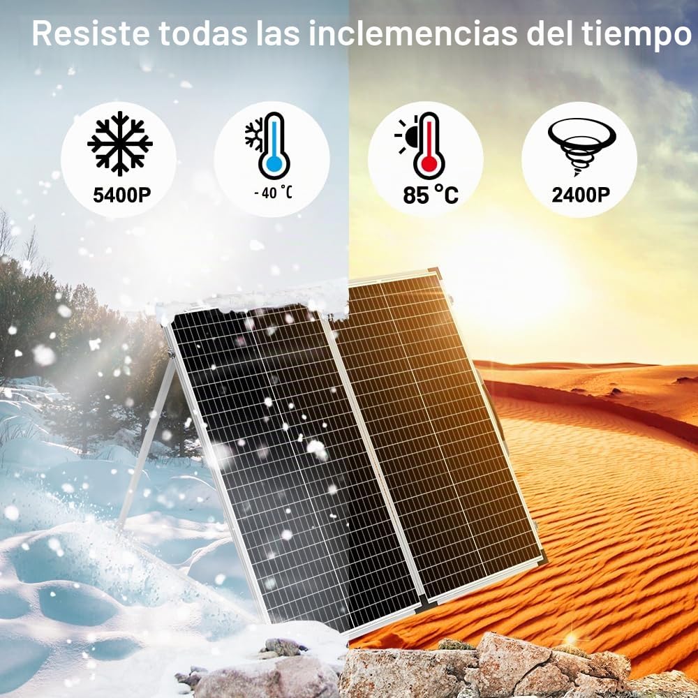 DOKIO Maleta solar plegable portátil de 150 W y 18 V, monocristalina, kit de panel solar plegable con controlador para cargar baterías de 12 voltios (AGM plomo/ácido tipo gel ventilado) RV Camping