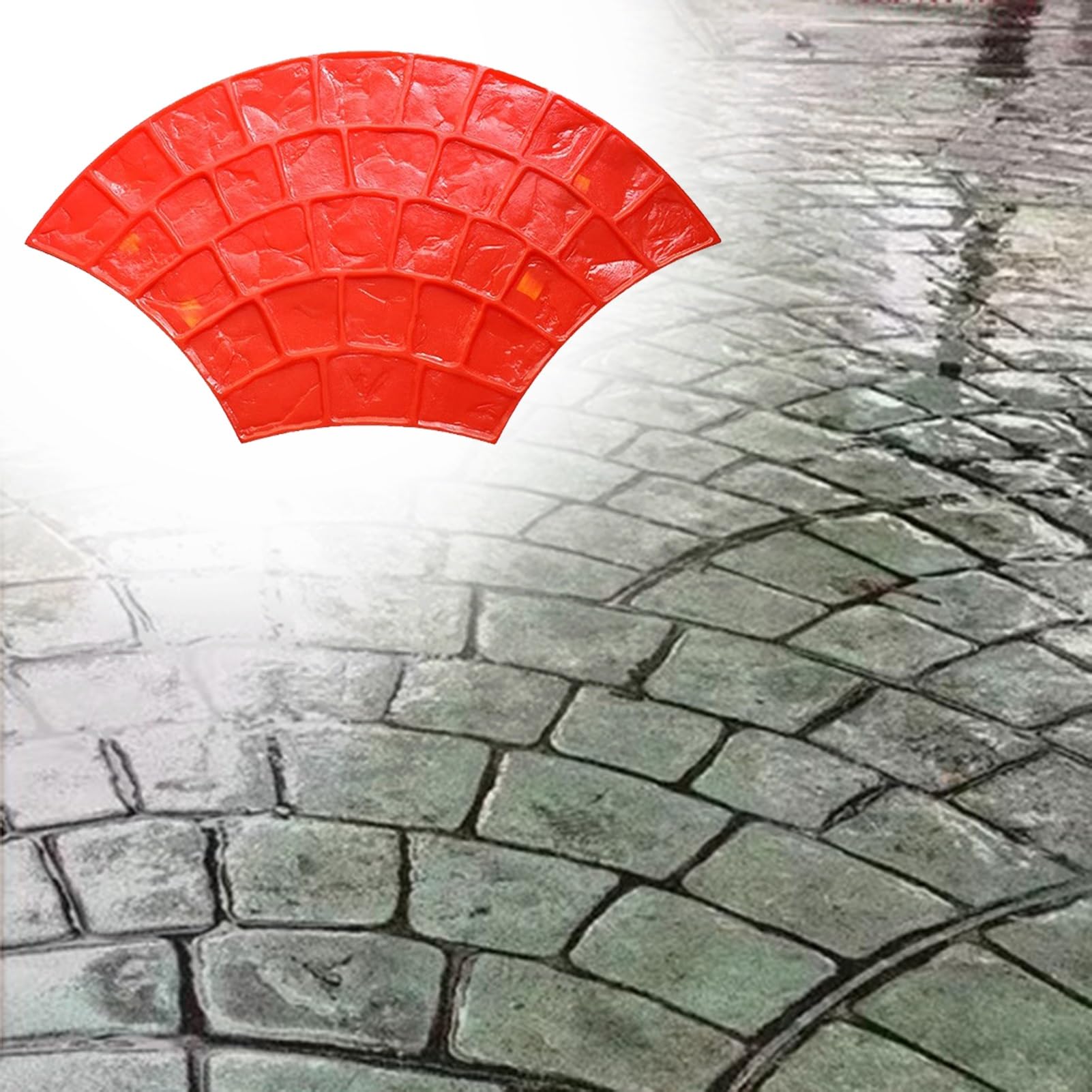 Stampi per Cemento Stampo per Pavimento in Cemento Senza Soluzione di Continuità, Texture per Cemento Esterno, Tappeto in Poliuretano, Stampi per Cemento con Impronta in Ardesia a Forma di Ventaglio