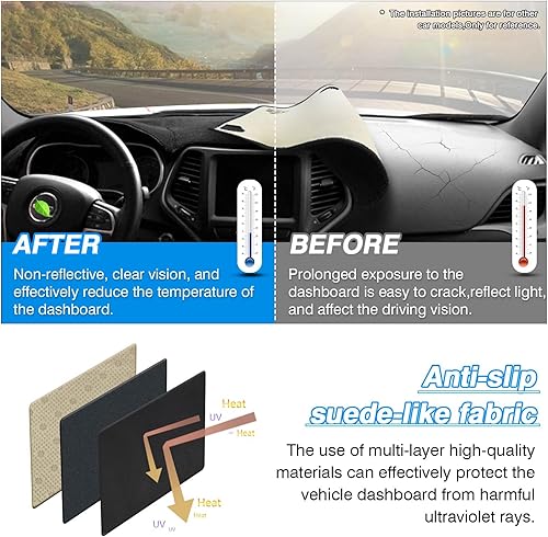 Miniatura 3 de Cubierta de fieltro para salpicadero compatible con Hyundai Santa Cruz 2022 2023 2024, tapete de tablero para tablero de Santa Cruz, accesorios con