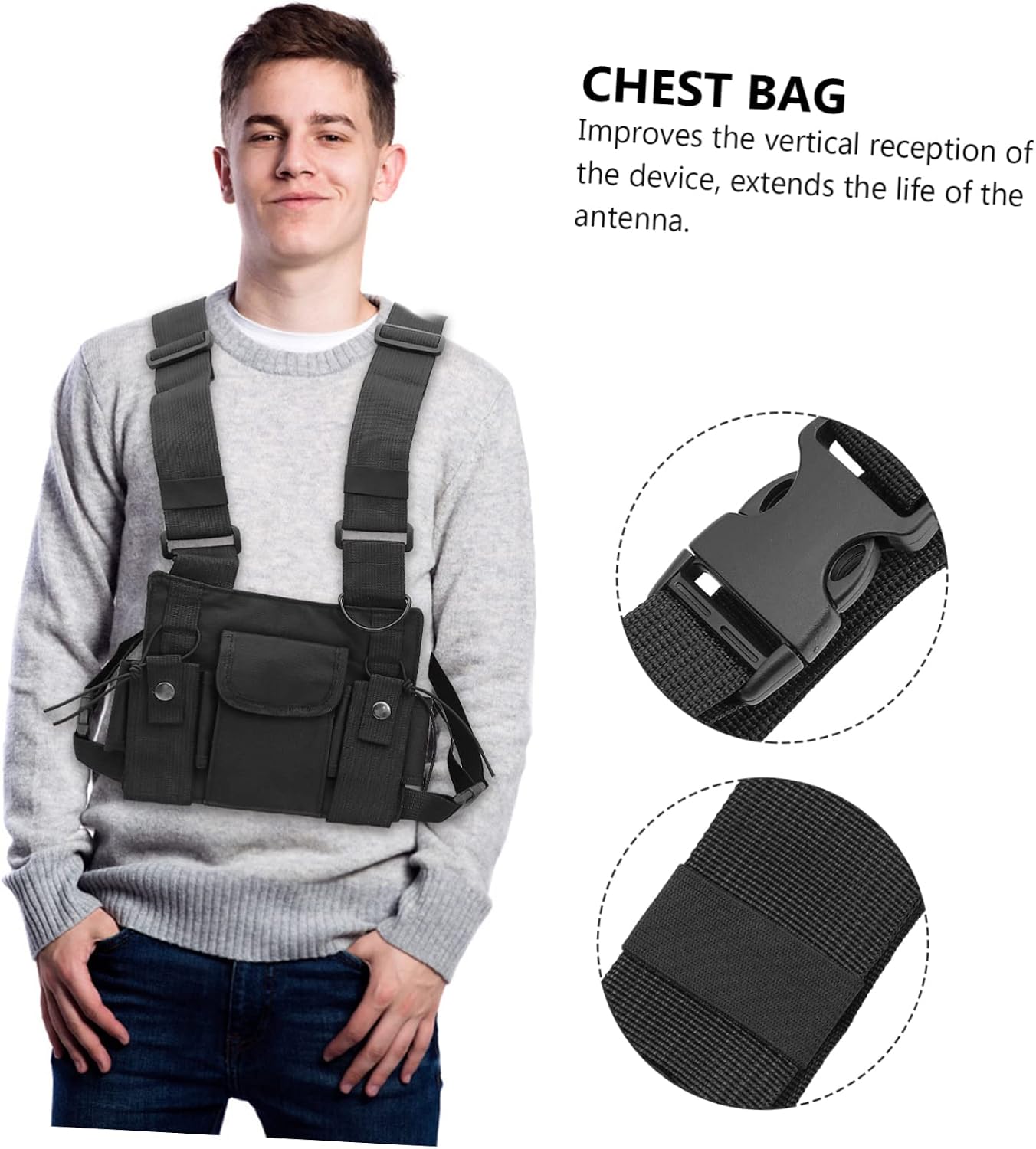 Chest Harness Holder Vest Radio Chest Pack Nylon Multi-pocket for Survival Camping Traveling