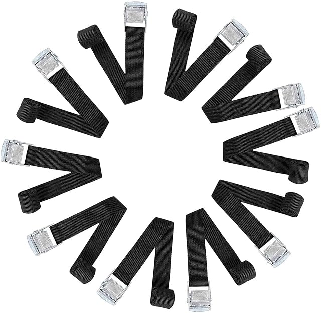 GAYISIC Strap with Buckle, 10 Pcs (2.5 cm x 1 m) Ratchet Tie Down Straps Fastening Lashing Straps Tensioning Belts Luggage Straps van straps, Cargo Straps for Bicycle Carrier Cargo Trailer Car Luggage