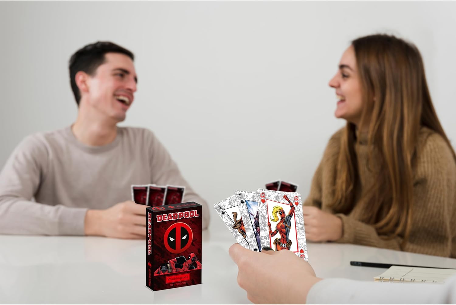 Waddingtons Number 1 Deadpool Playing Card Game, Play with your favourite superheroes from Lady Deadpool and Kidpool, gift and toy for ages 14 plus, Red
