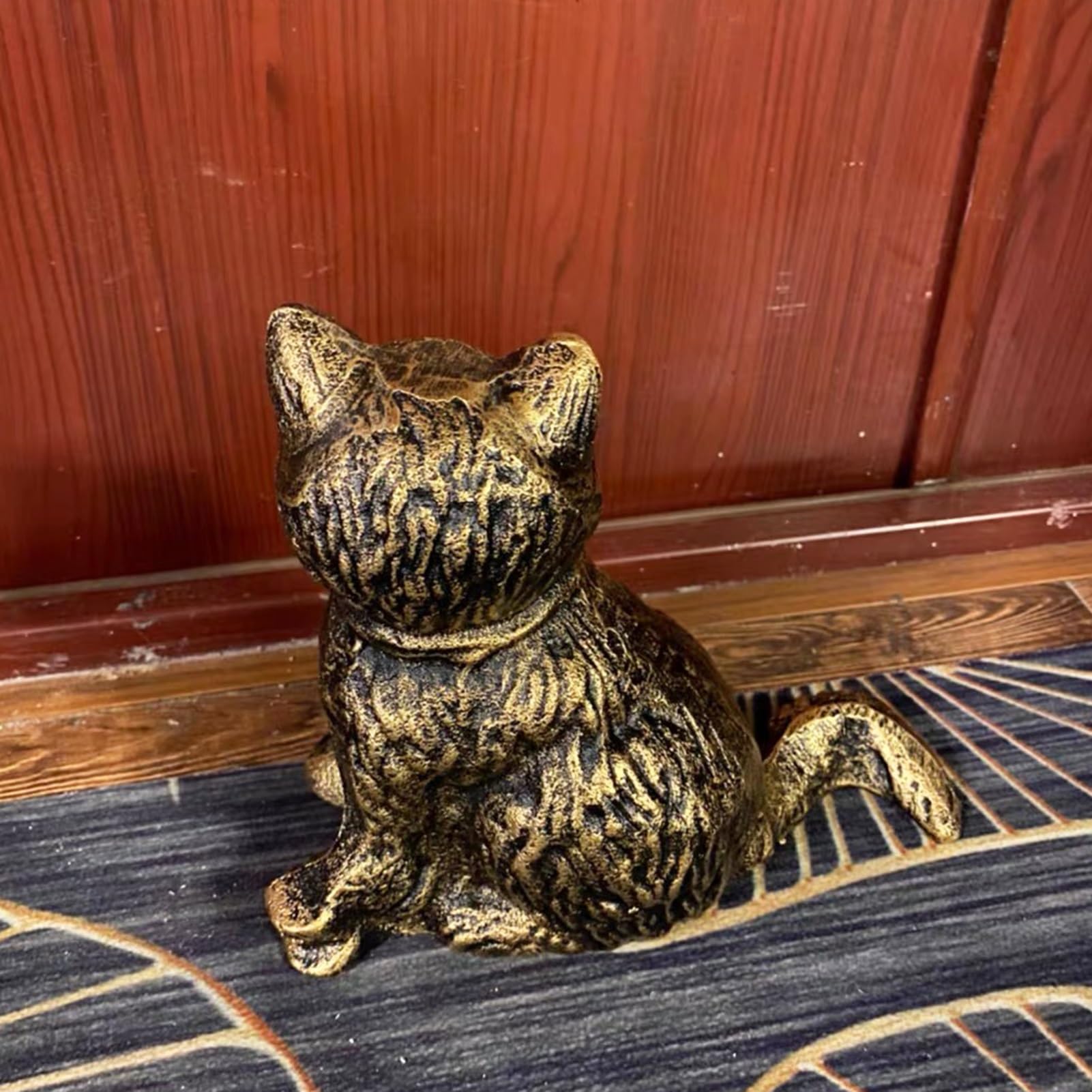 Fermaporte Fermaporta in Ghisa Pesante, Cartello Con Gatto, 2,2 Kg Peso Per Porta Per Casa, Ufficio O Patio, Oro Anticato Fermaporta/cuneo In Stile Rustico